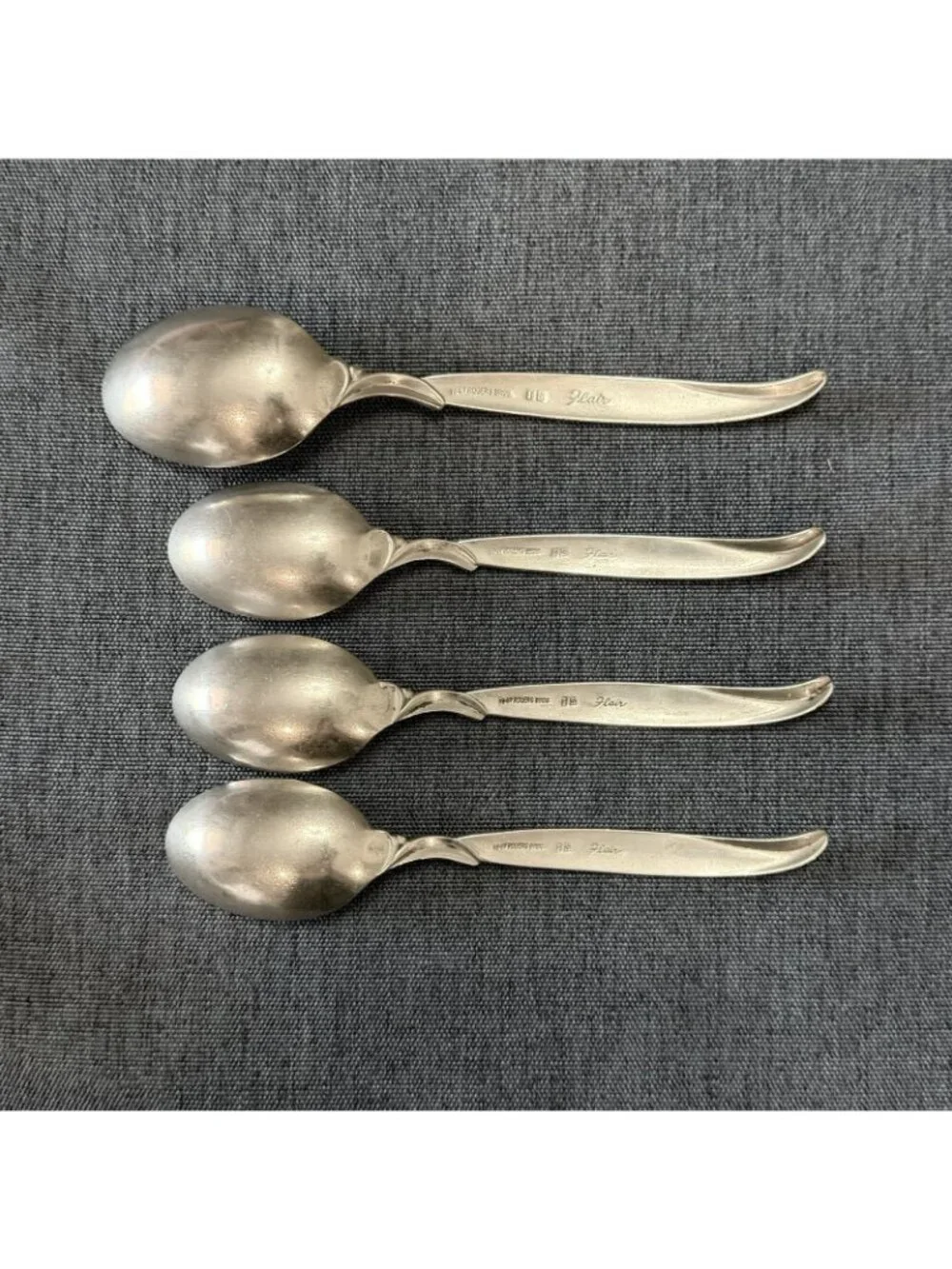3 Teaspoons 1 Soup International Silver 1847 Rogers Bros FLAIR Silverplate 1956
